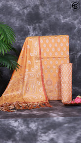 Golden Yellow Silk Cotton Floral Self Zari Woven Banaras Salwar